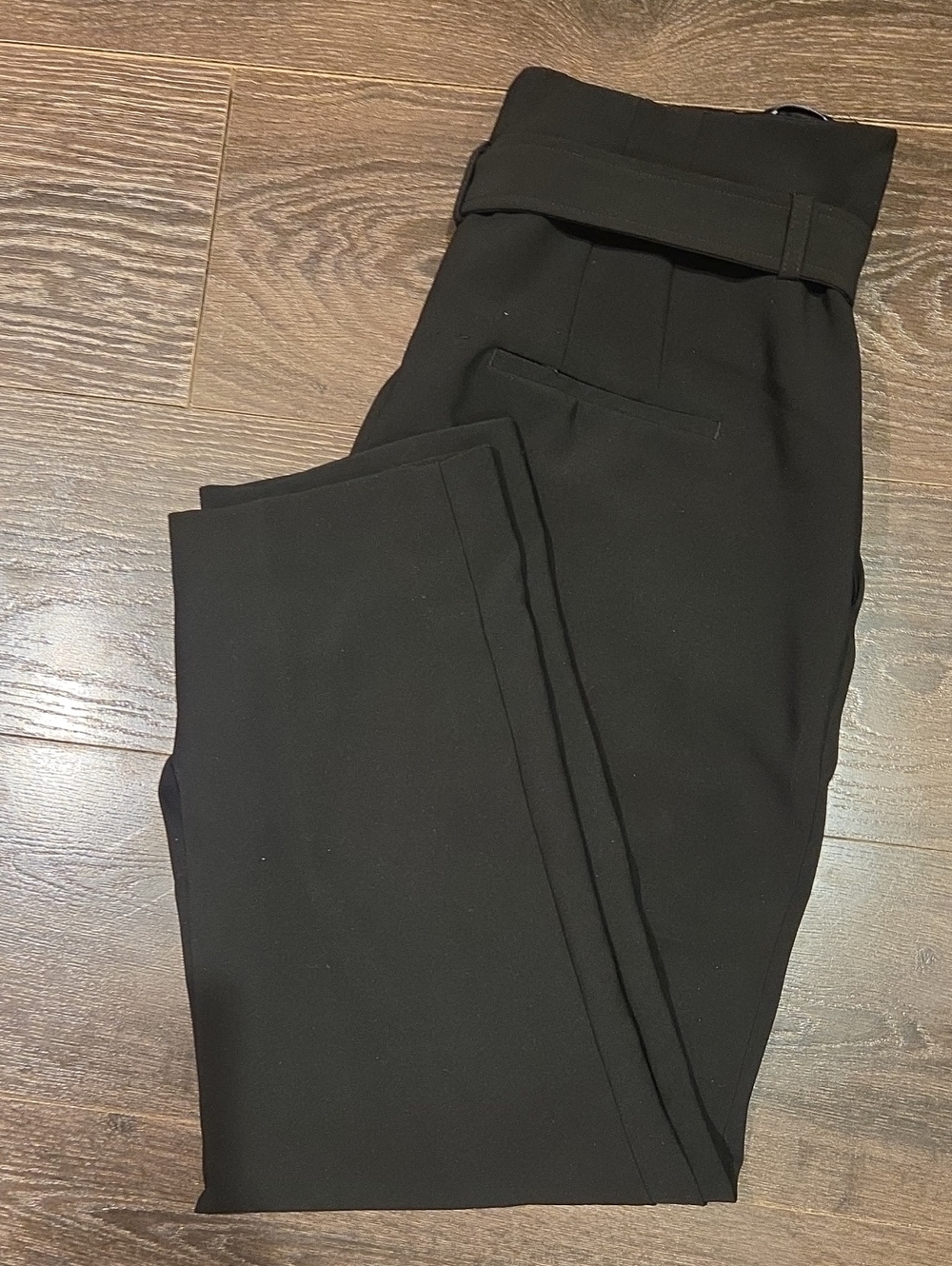 ❤️ EXPRESS HIGH RISE PLEATED TAPERED BELTED CREPE PANTS / TROUSERS, BLACK, 14 - Picture 9 of 9